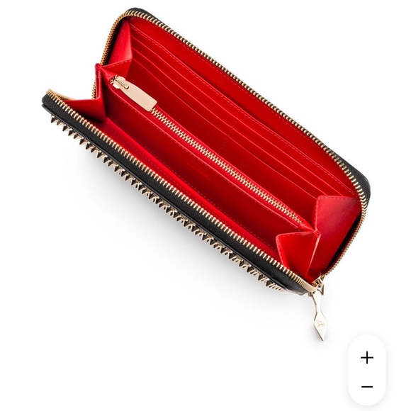 CHRISTIAN LOUBOUTIN Panettone Wallet with Spikes in Black/Gold - Picture 2 of 14